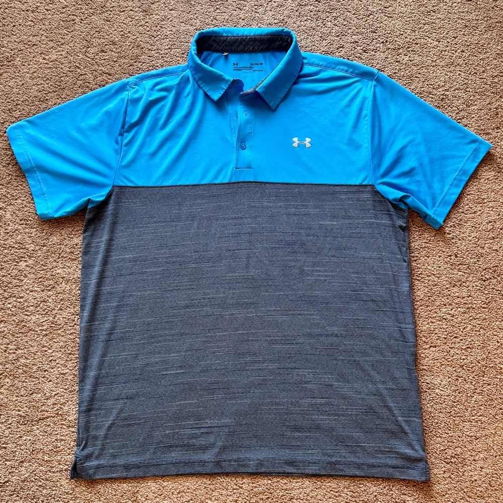 Under Armour Blue and Gray Performance Polo